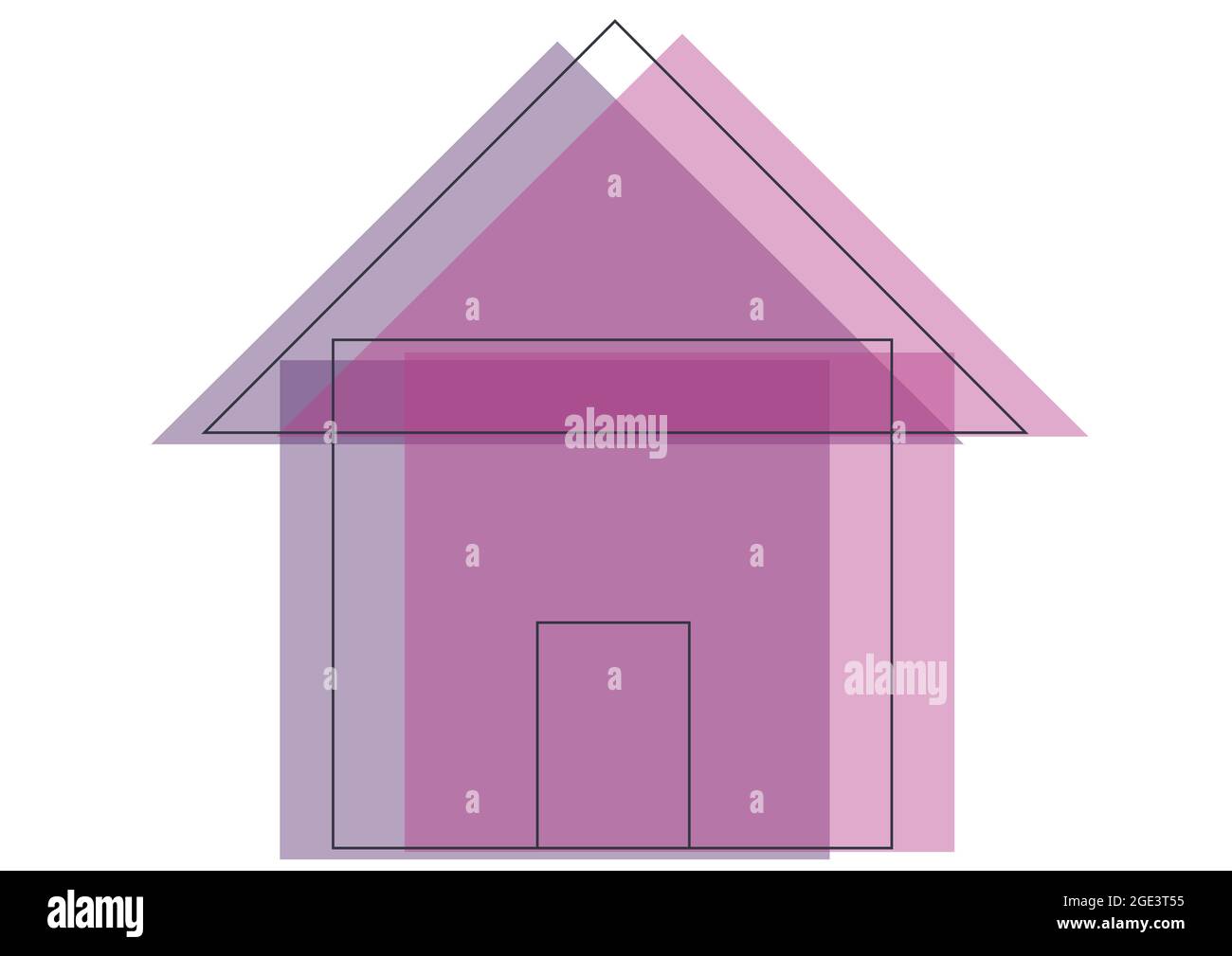 Composition of pink house icon on white background Stock Photo - Alamy