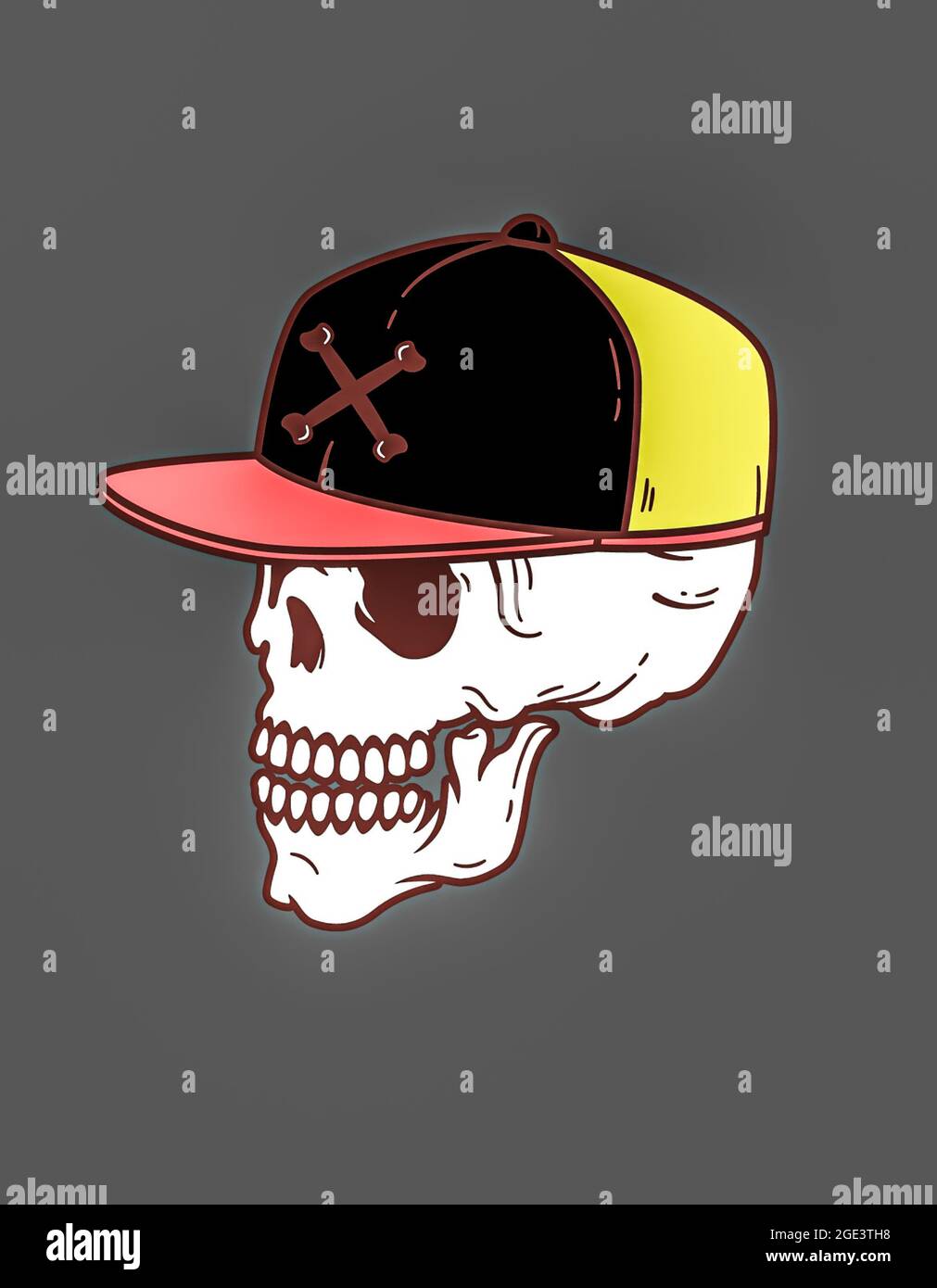 Skeleton head with cap graphic design Stock Photo