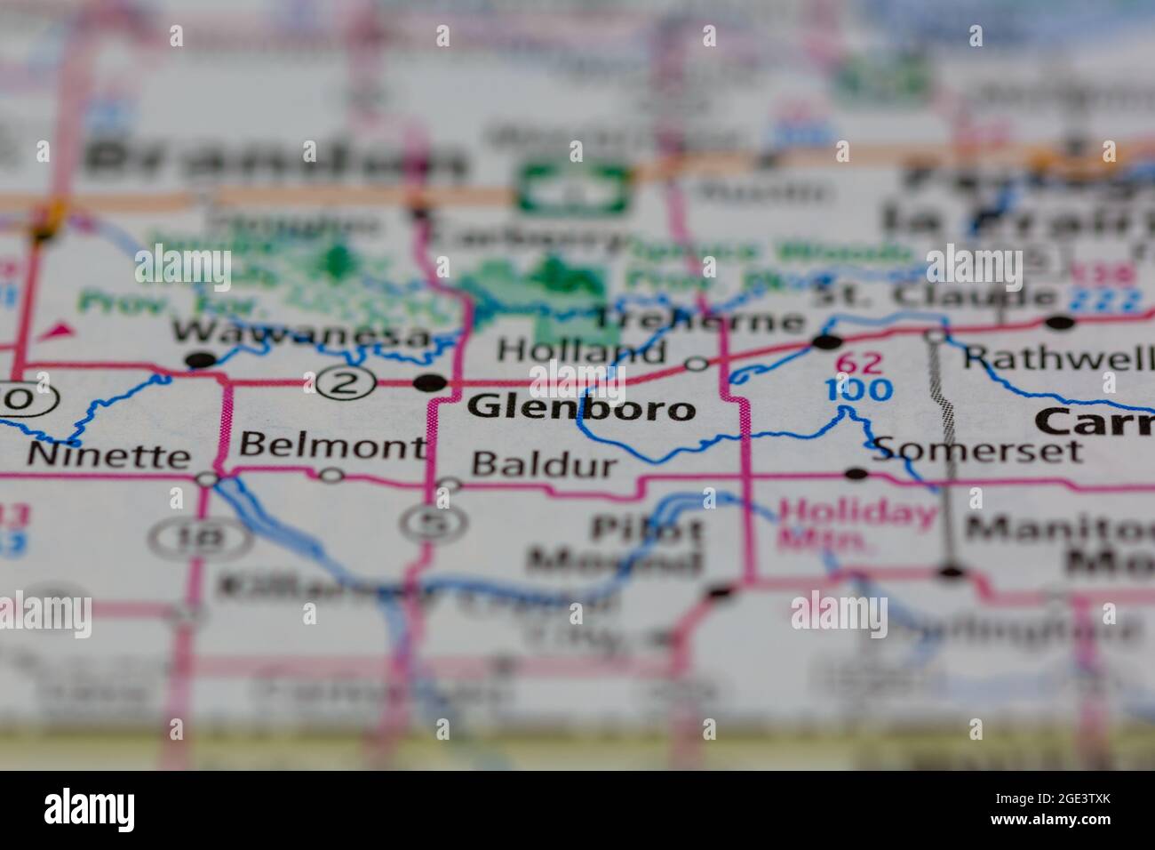 Glenboro Saskatchewan Canada Shown on a road map or Geography map Stock