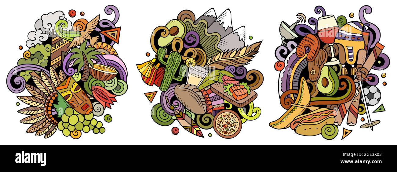 Chile cartoon vector doodle designs set Stock Vector Image & Art - Alamy