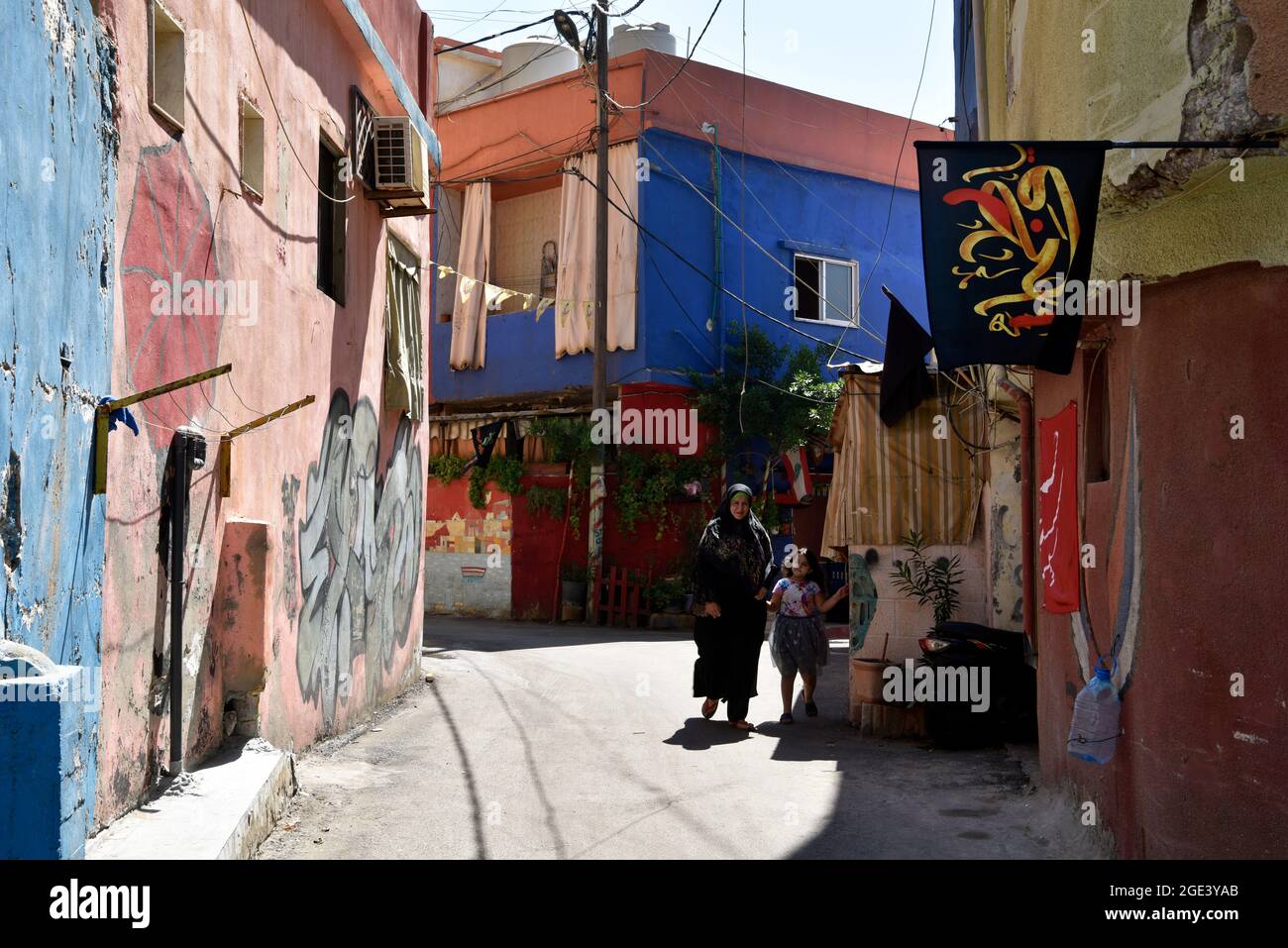 The poor neighbourhood of Ouzai, southern suburbs, Beirut, Lebanon. Stock Photo