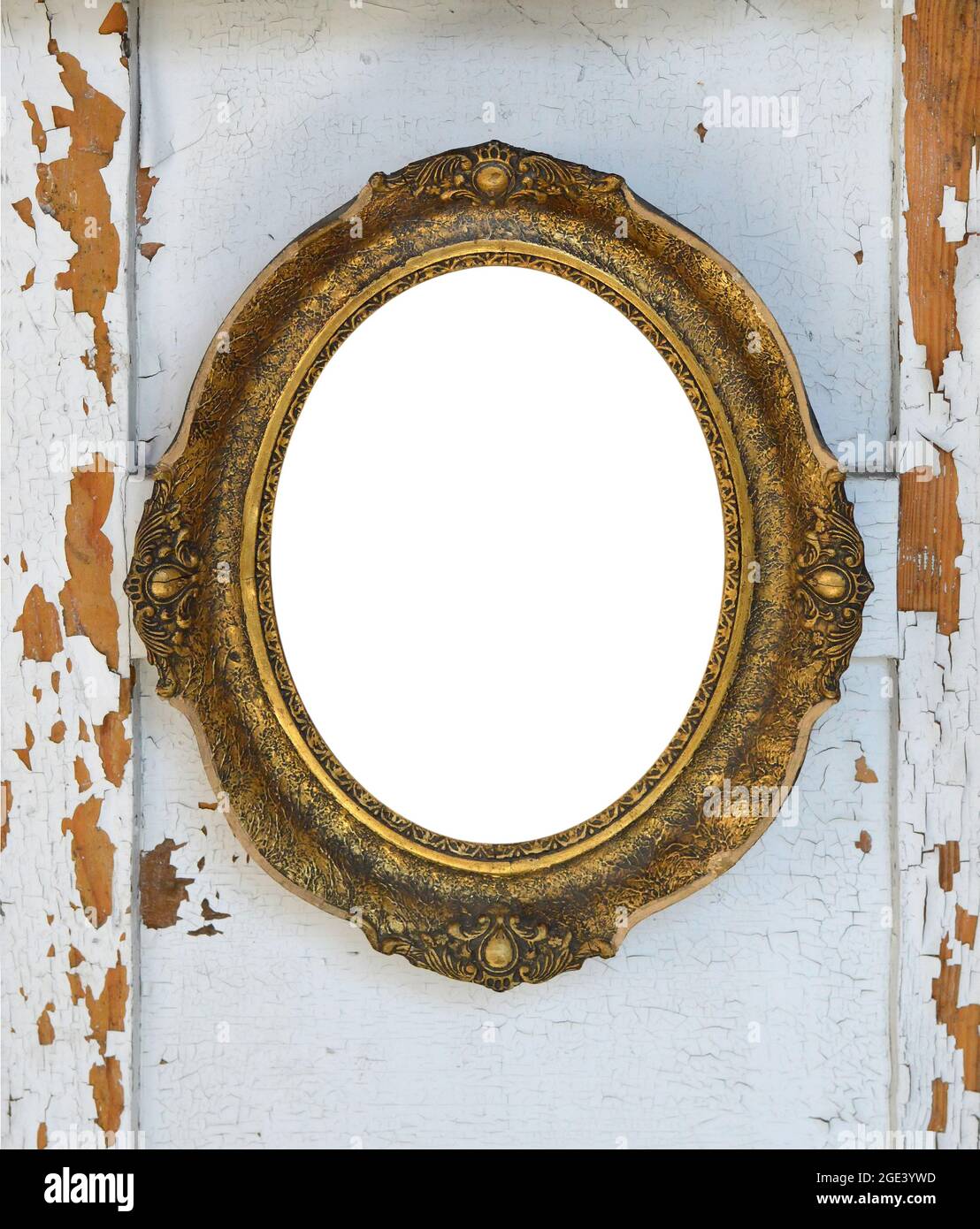Empty vintage picture frame on white grunge background Stock Photo - Alamy