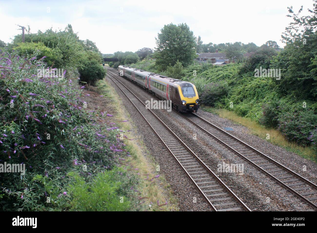high speed GWR railway train passing through countryside england somerset uk Stock Photo