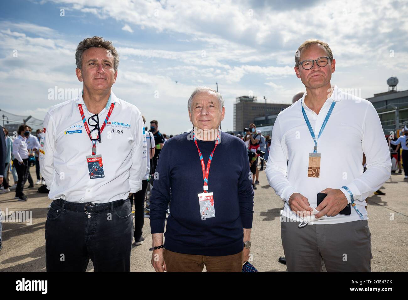 AGAG Alejandro (spa) CEO of Formula E Holding, portrait TODT Jean (fra) FIA President, portrait MULLER Michael, Mayor of Berlin during the 2021 Berlin ePrix, 8th meeting of the 2020-21 Formula E World Championship, on the Tempelhof Airport Street Circuit from August 14 to 15, in Berlin, Germany - Photo Germain Hazard / DPPI Stock Photo