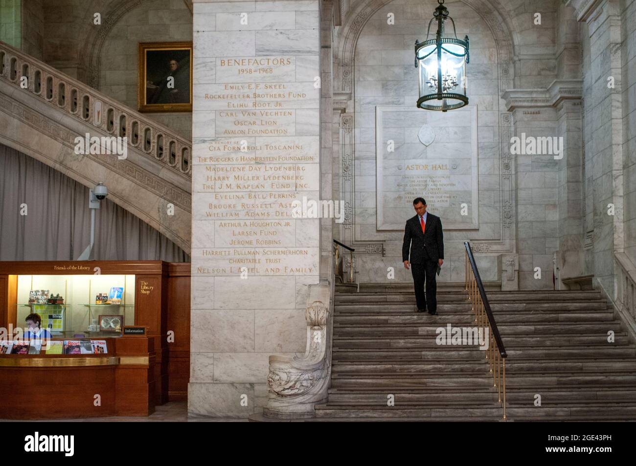 NEW YORK, Steps in Astor Hall at the New York Library. 5th Ave and 42nd ...