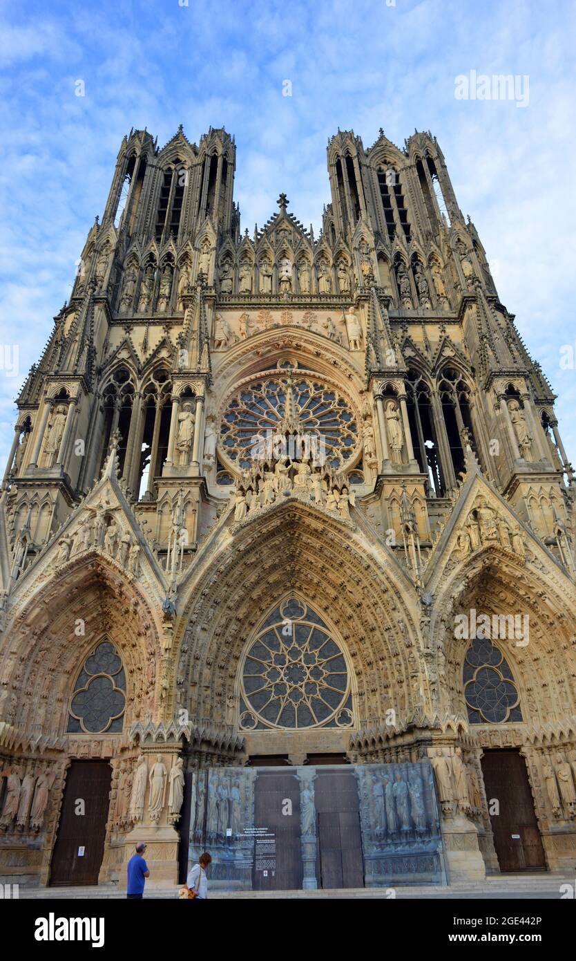 Reims, France 08112021 historical cathedral view at the portal