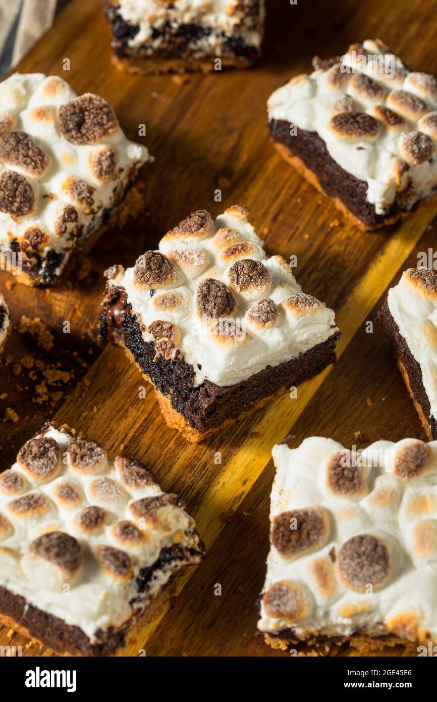 Sugary Homemade Chocolate Smores Brownies with Toasted Marshmallows