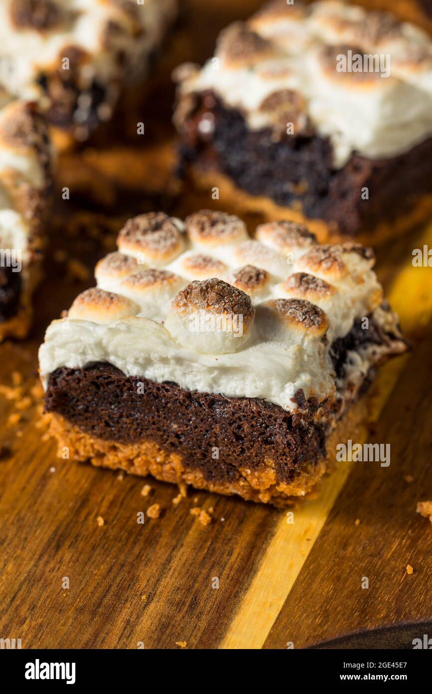 Sugary Homemade Chocolate Smores Brownies with Toasted Marshmallows