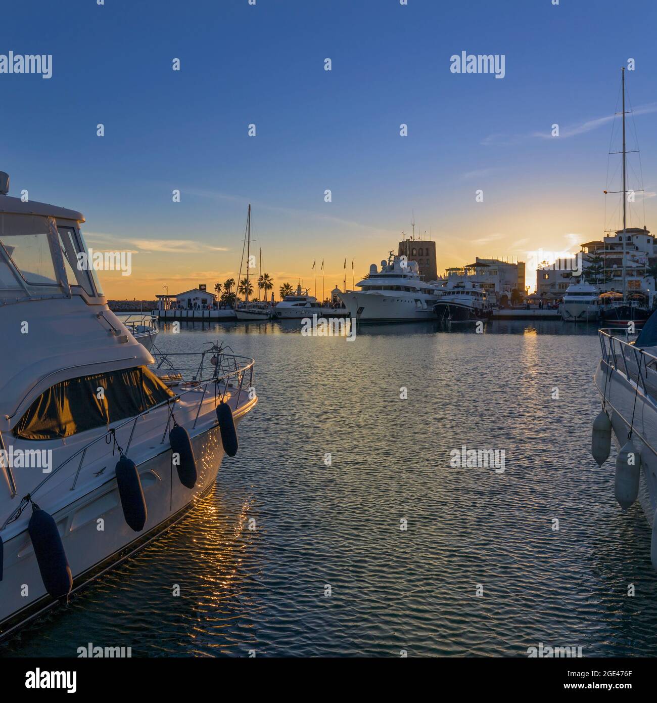 Sunset at Puerto BanÃºs, Andalusia, Spain Editorial Stock Image