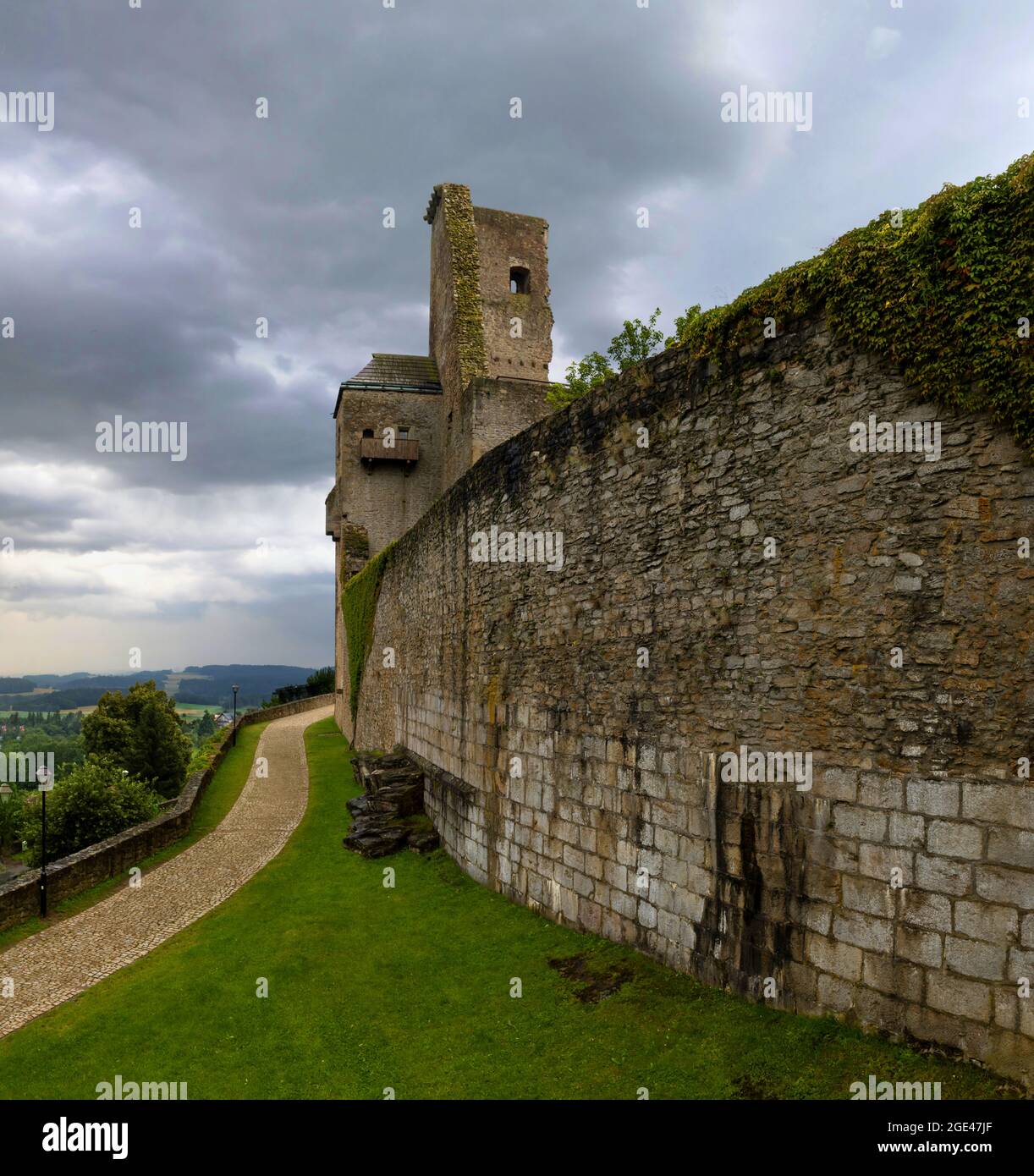 Half-ruined castle in Bohemian town of Lipnice Stock Photo