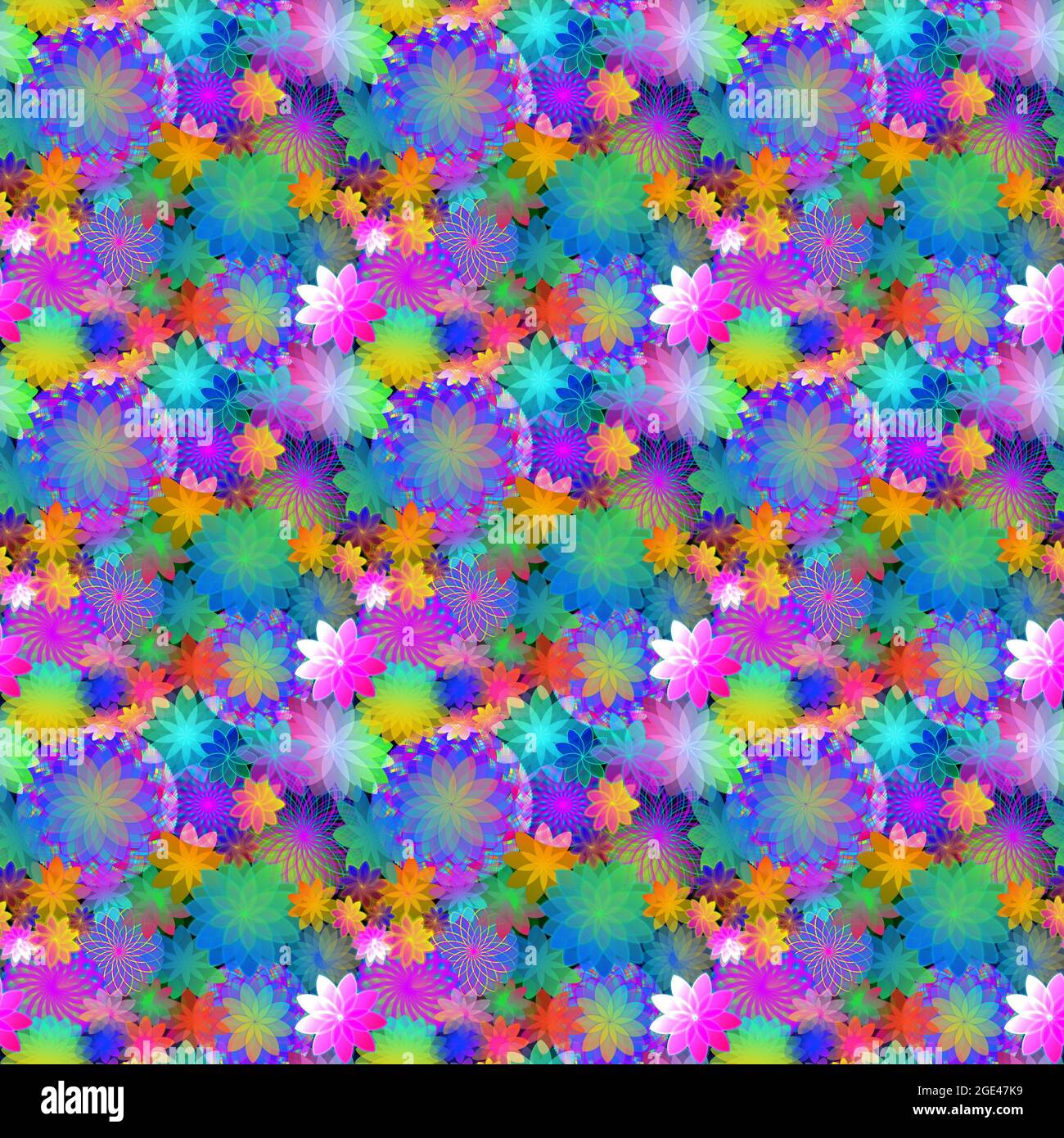 Brightly colored graphic flower pattern seamless design Stock Photo