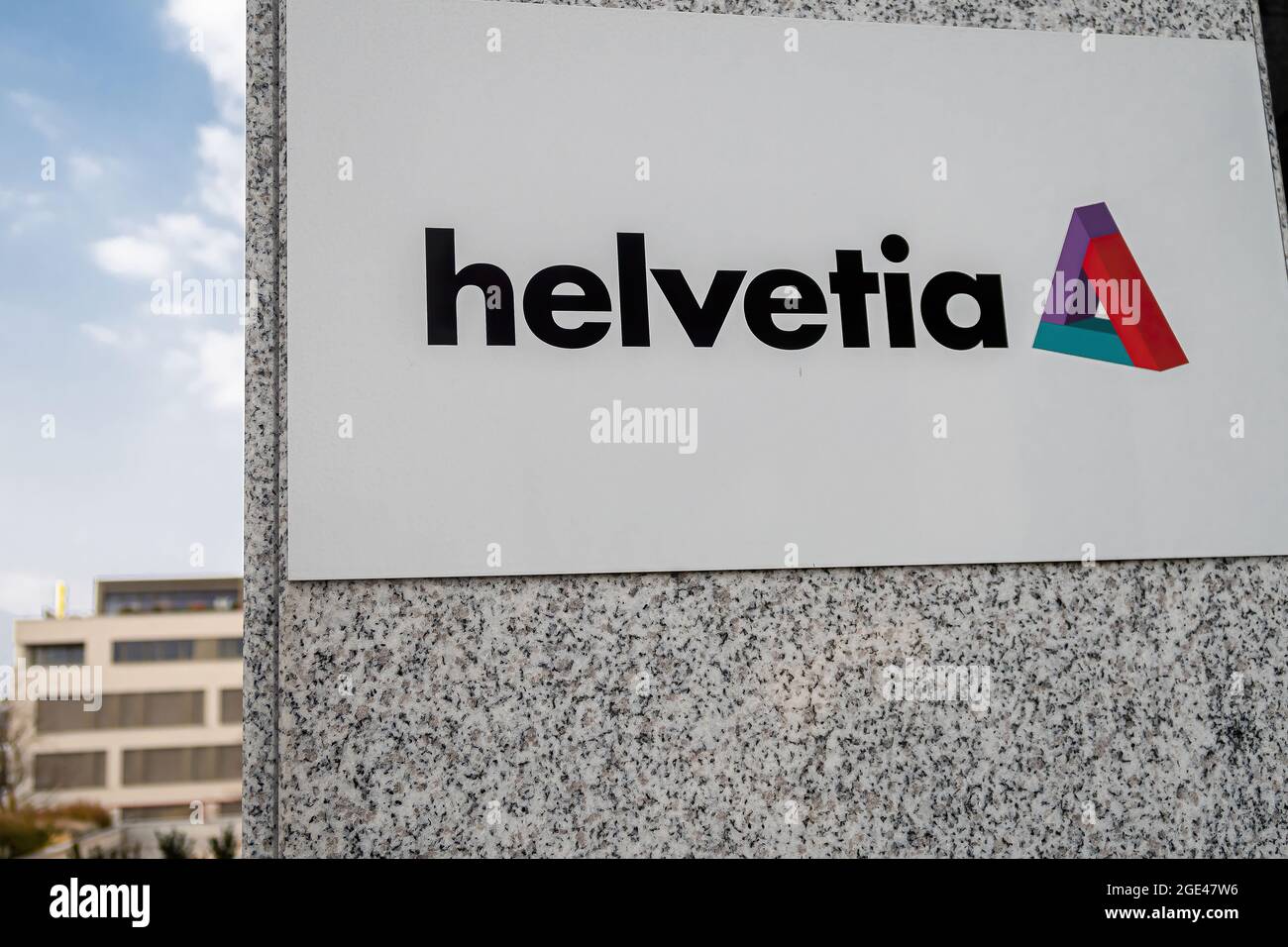 VADUZ, LIECHTENSTEIN - MARCH 28, 2020: Helvetia has grown from various Swiss and foreign insurance companies into a successful insurance group. Stock Photo