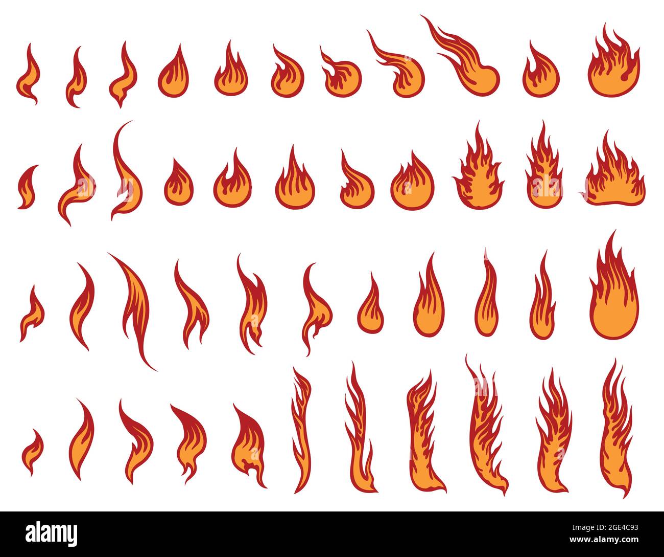 Anime fire illustration.Fire and flames Stock Illustration