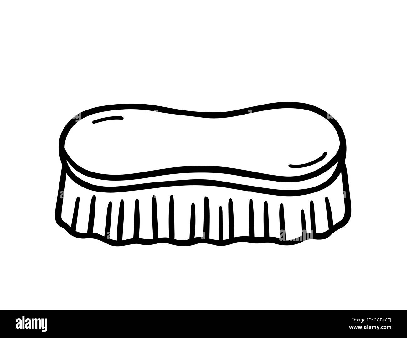 Wooden scrub brush for cleaning isolated on white background. Vector hand-drawn illustration in doodle style. Suitable for your projects, decorations, Stock Vector