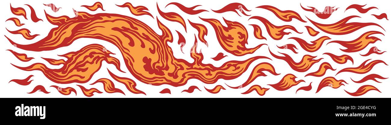 Flames. Editable hand drawn illustration. Vector engraving. Isolated on white background. 8 EPS Stock Vector