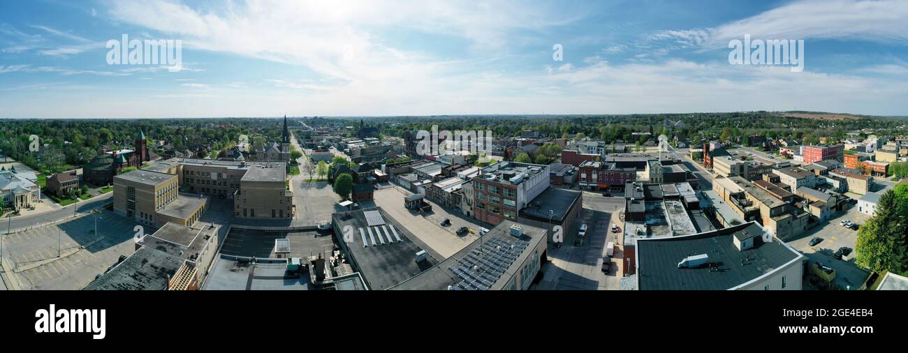 An aerial panorama view of downtown Woodstock, Ontario, Canada Stock Photo Alamy