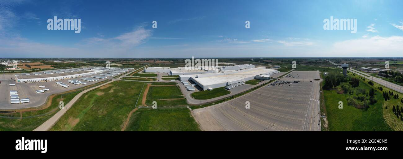An aerial panorama of Toyota Plant in Woodstock, Ontario, Canada Stock Photo