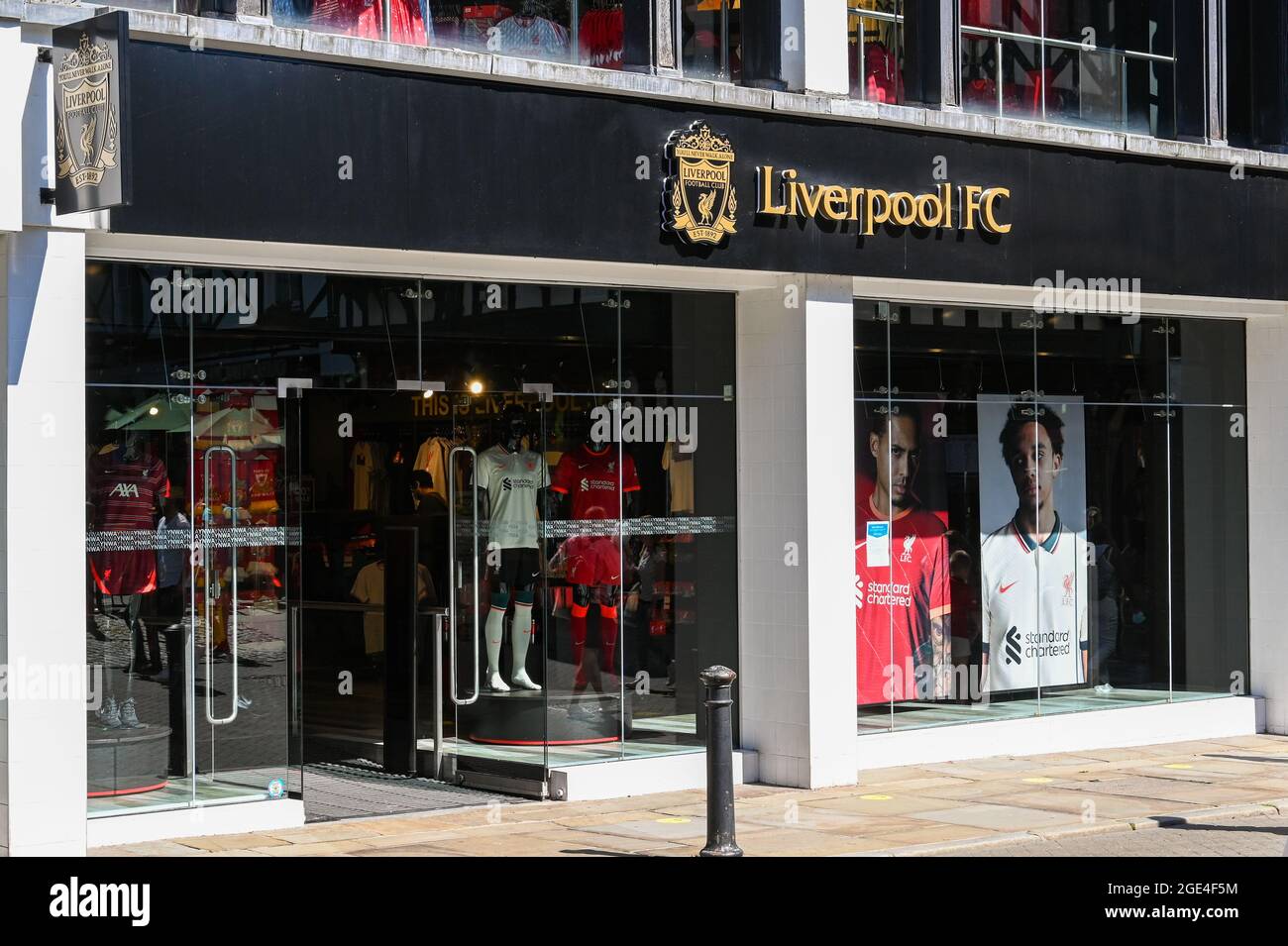 Chester, Cheshire, England - July 2021: Front of the Liverpool Football Club shop in the city centre Stock Photo