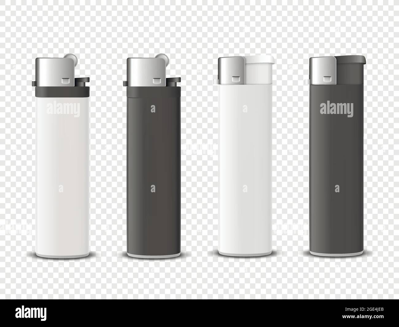 Vector 3d Realistic White and Black Blank Cigarette Lighter Icon Set  Closeup Isolated on Transparent Background. Design Template for Advertising  Stock Vector Image & Art