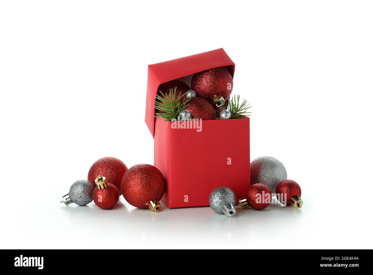 Christmas boxes with baubles isolated on white background Stock Photo ...