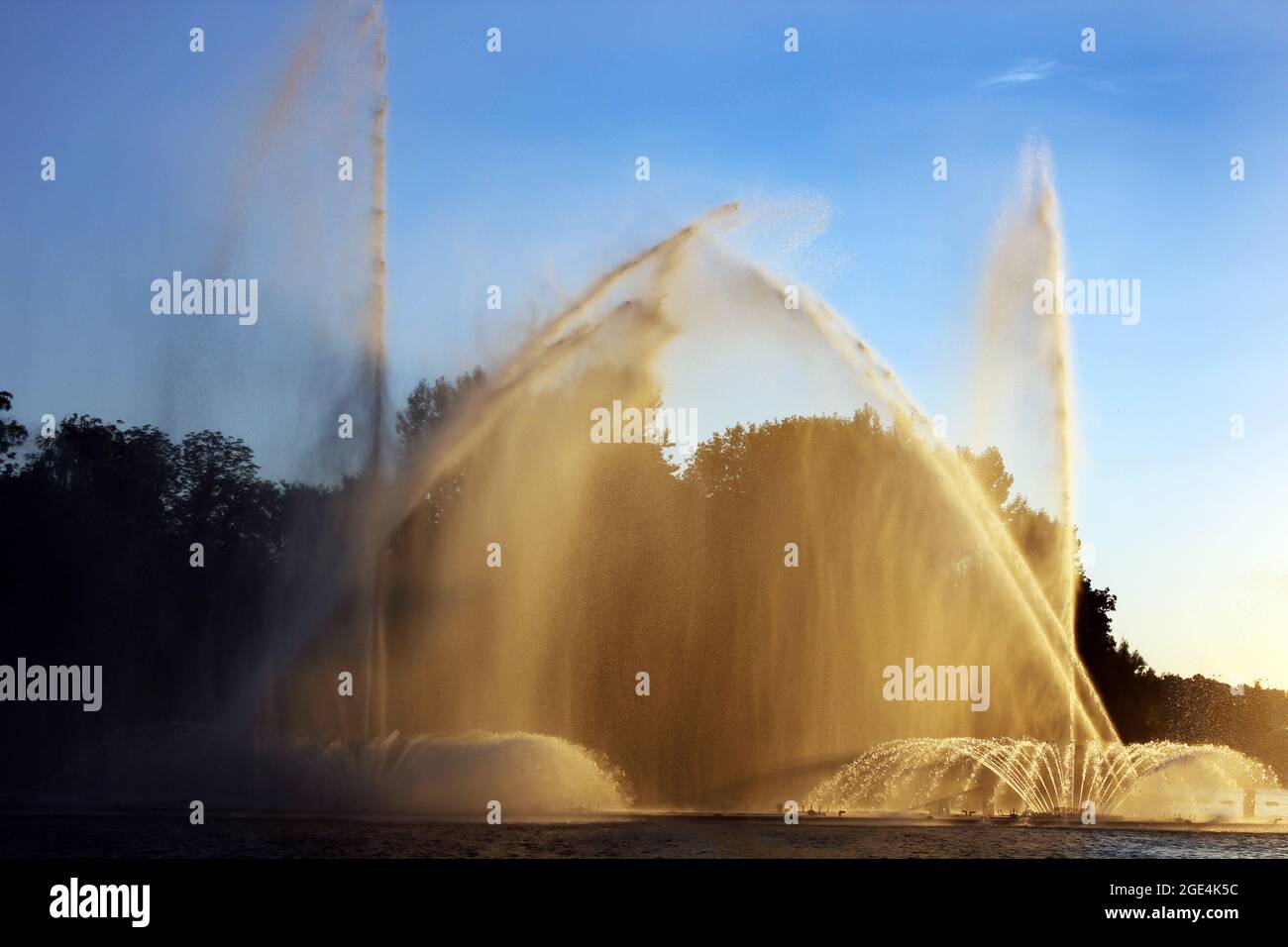 Colored fountain in the night city Stock Photo - Alamy