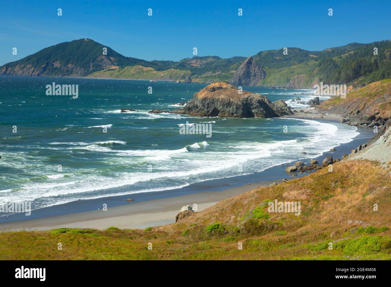 Humbug Mountain view at Frankport Beach from Oregon Coast Trail, Sisters Rock State Park, Oregon 