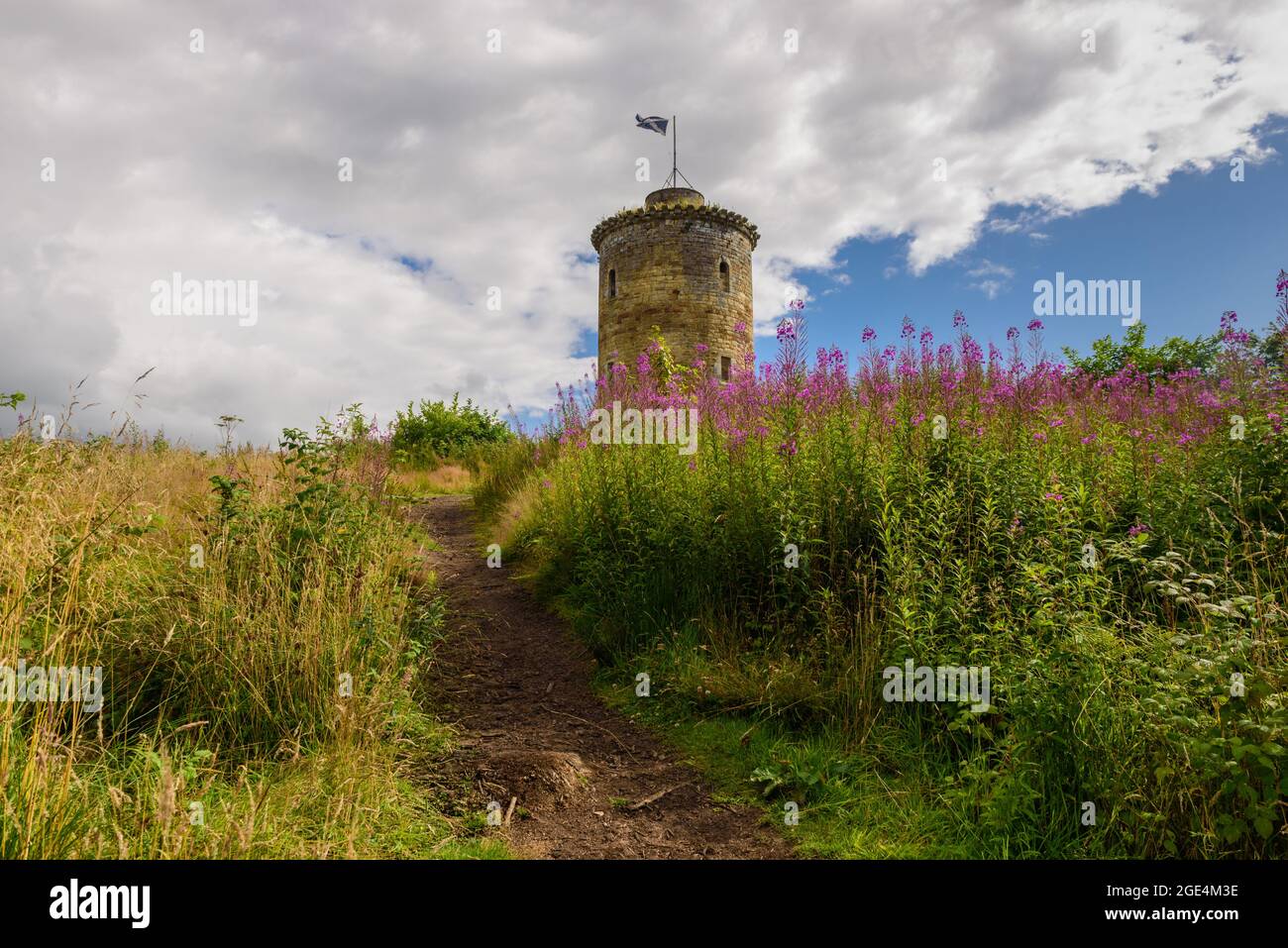 Knights Law Tower also known as Terregles Tower an old dovecote on The Pencuik House Estate in Midlothian, Scotland Stock Photo