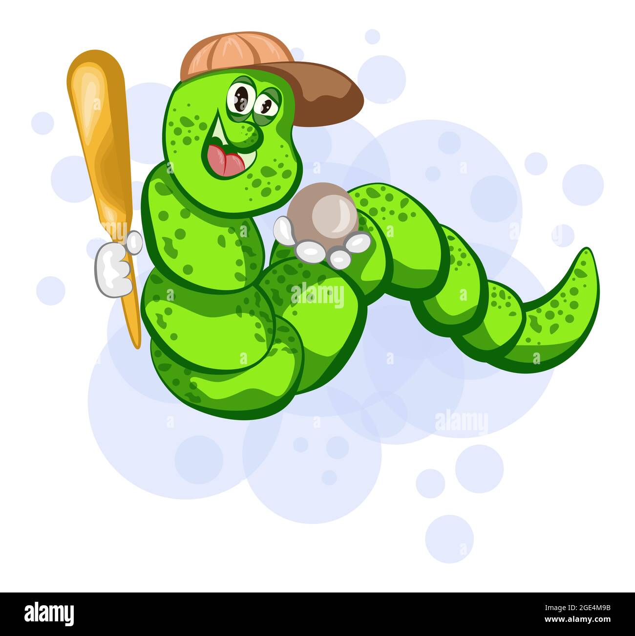 Vector image of a worm with a bat playing baseball Stock Vector Image & Art  - Alamy