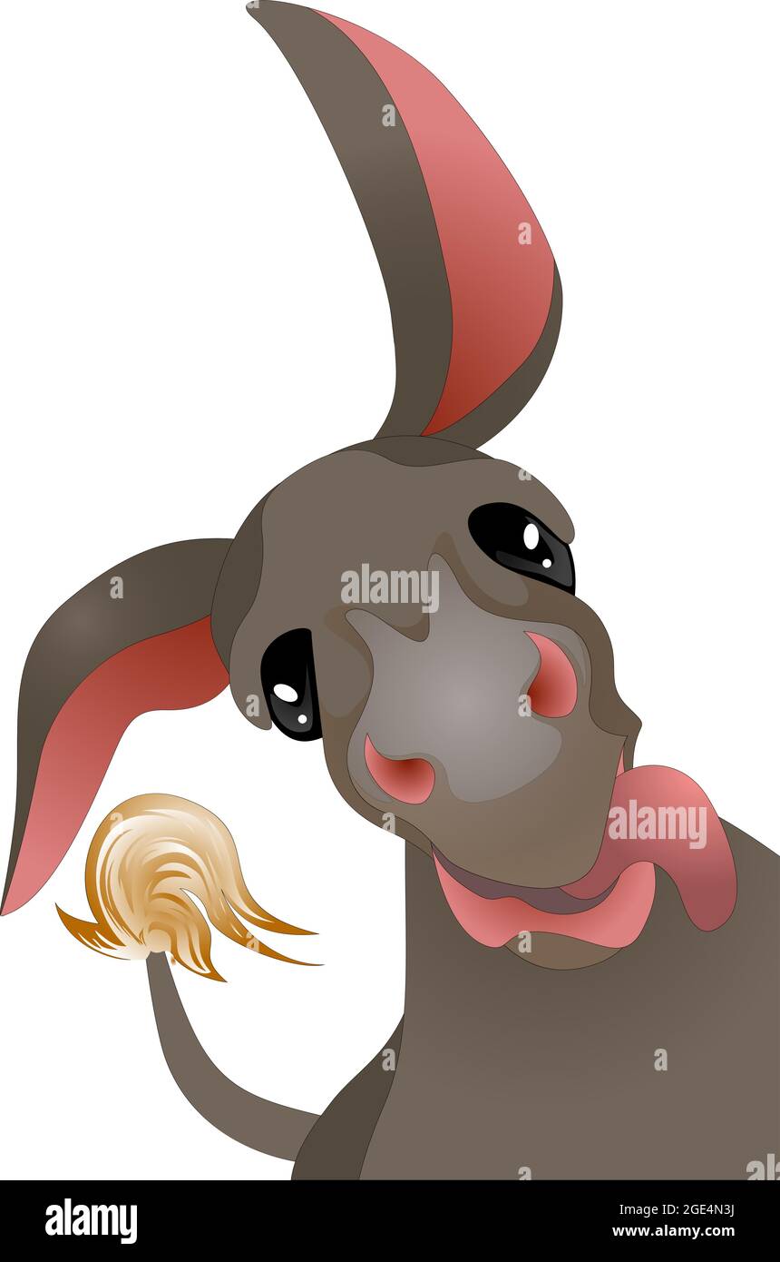 Vector image of a funny donkey in a playful mood located on a diagonal canvas. EPS Stock Vector