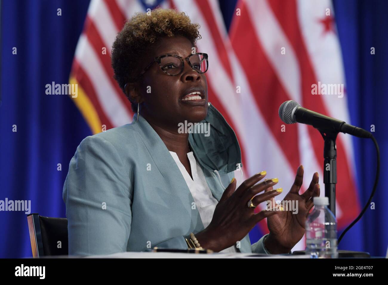 DC Department of Health Director LaQuandra Nesbitt speaks during a