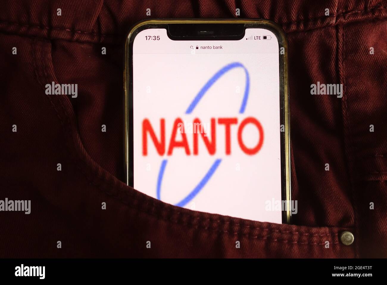 KONSKIE, POLAND - August 04, 2021: Nanto Bank Ltd logo displayed on mobile phone Stock Photo