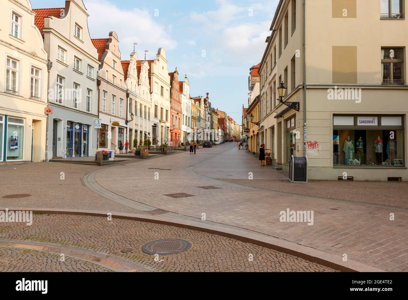 Wismar, Germany - July 12, 2021: The streets of old Wismar Stock Photo