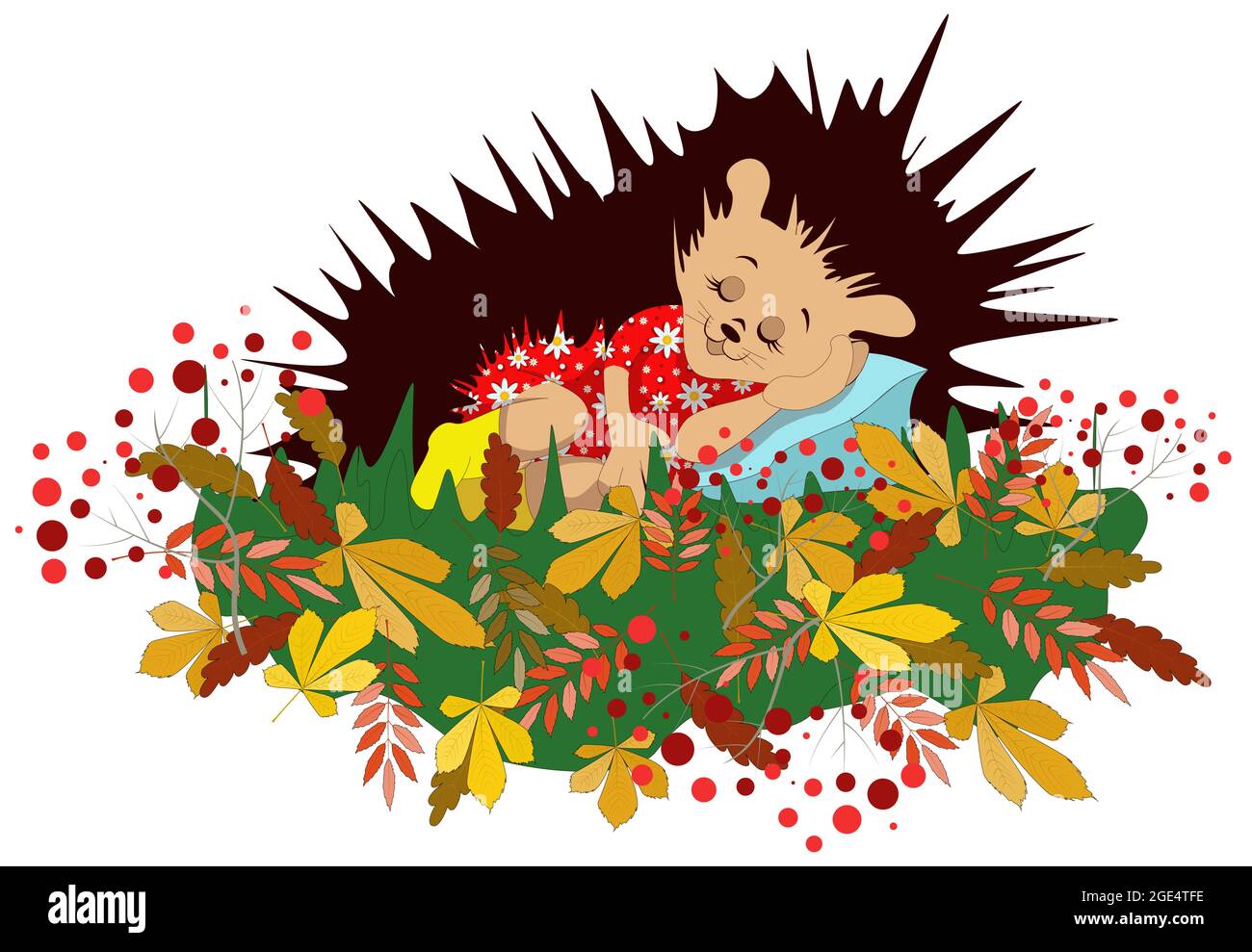 Vector image of a sleeping hedgehog. Series of illustrations Stock Vector