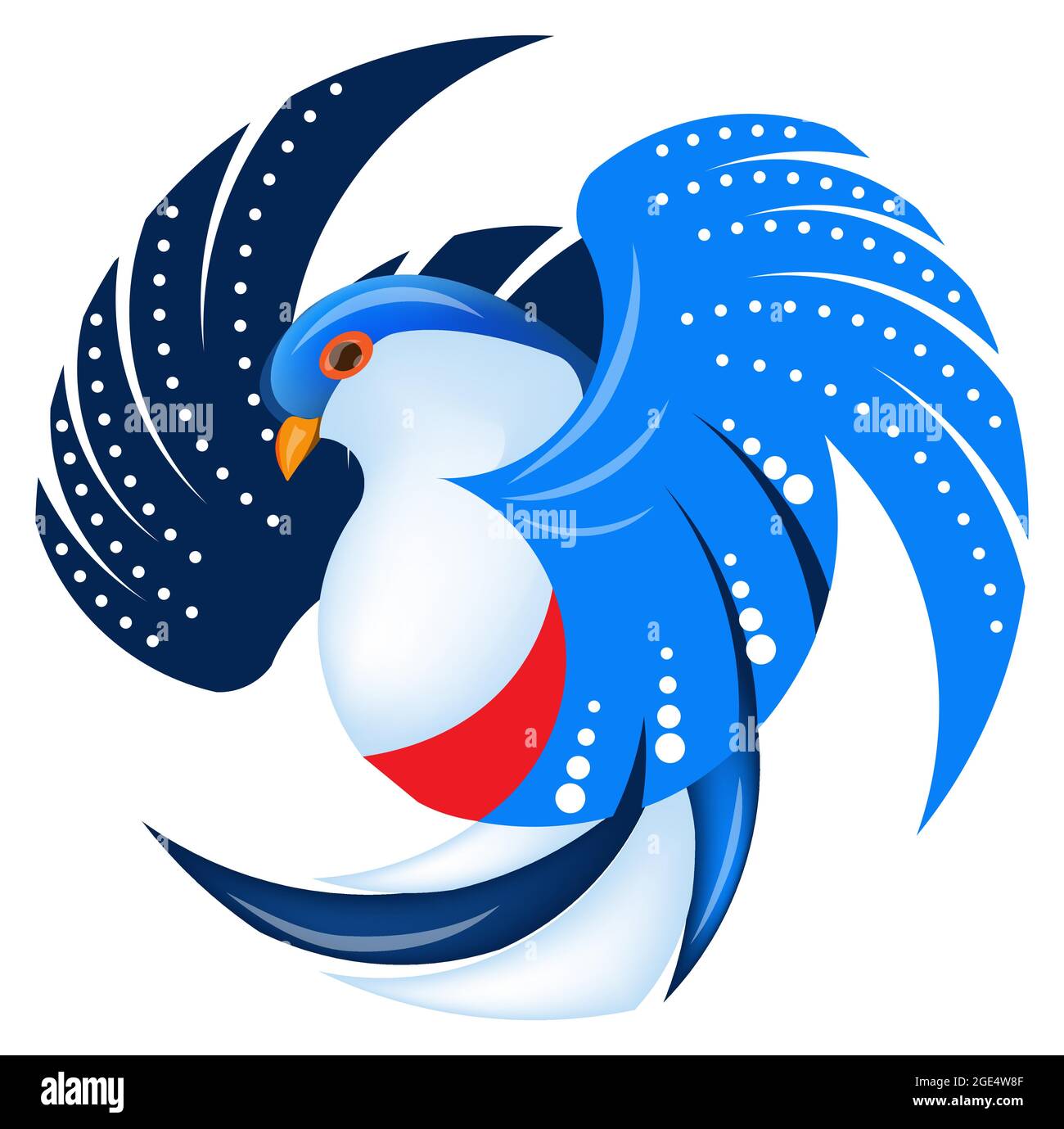 Vector image of an exotic bird. National symbol of the country. Depicted as an emblem Stock Vector