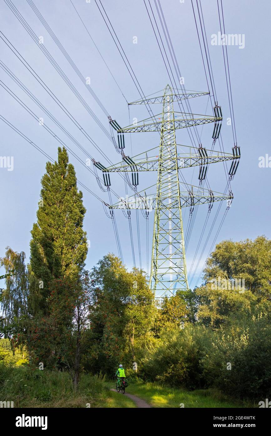 pylon, Moorburg, Harburg, Hamburg, Germany Stock Photo
