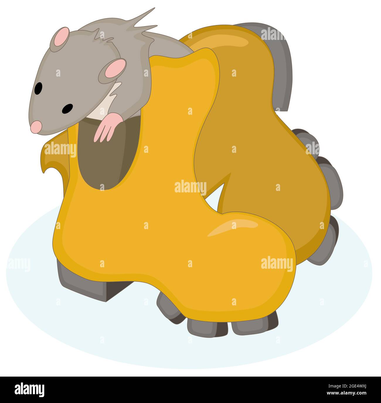Vector image of a rat sitting in a boot Stock Vector