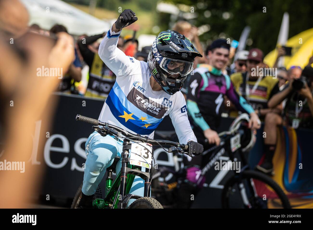 French riders Loris Vergier celebrates a victory after UCI MTB DHI World  Cup in Maribor, Slovenia, August 15, 2021. (CTK Photo/Michal Cerveny Stock  Photo - Alamy