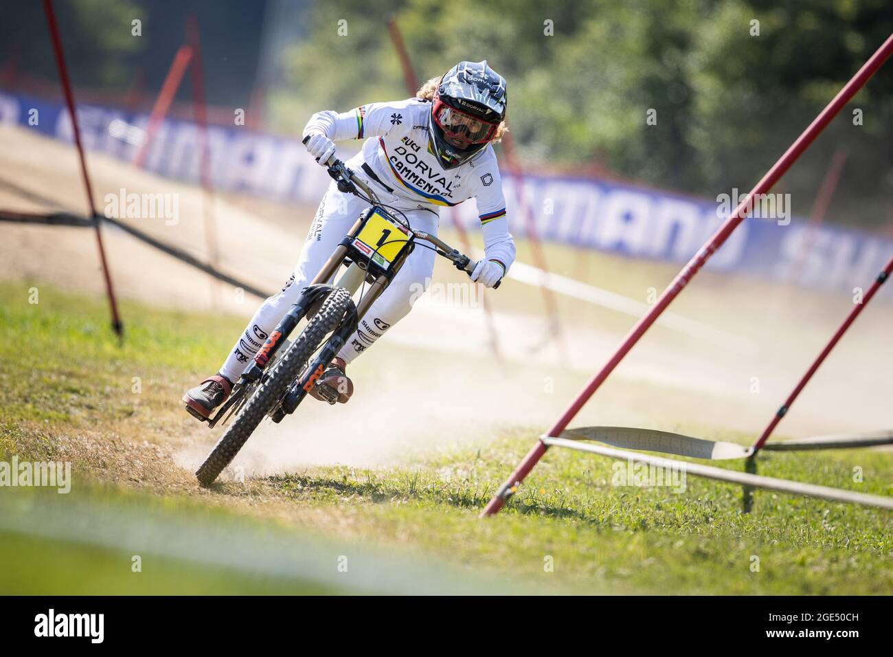 Rider Camille Balanche of Switzerland in action during the UCI MTB