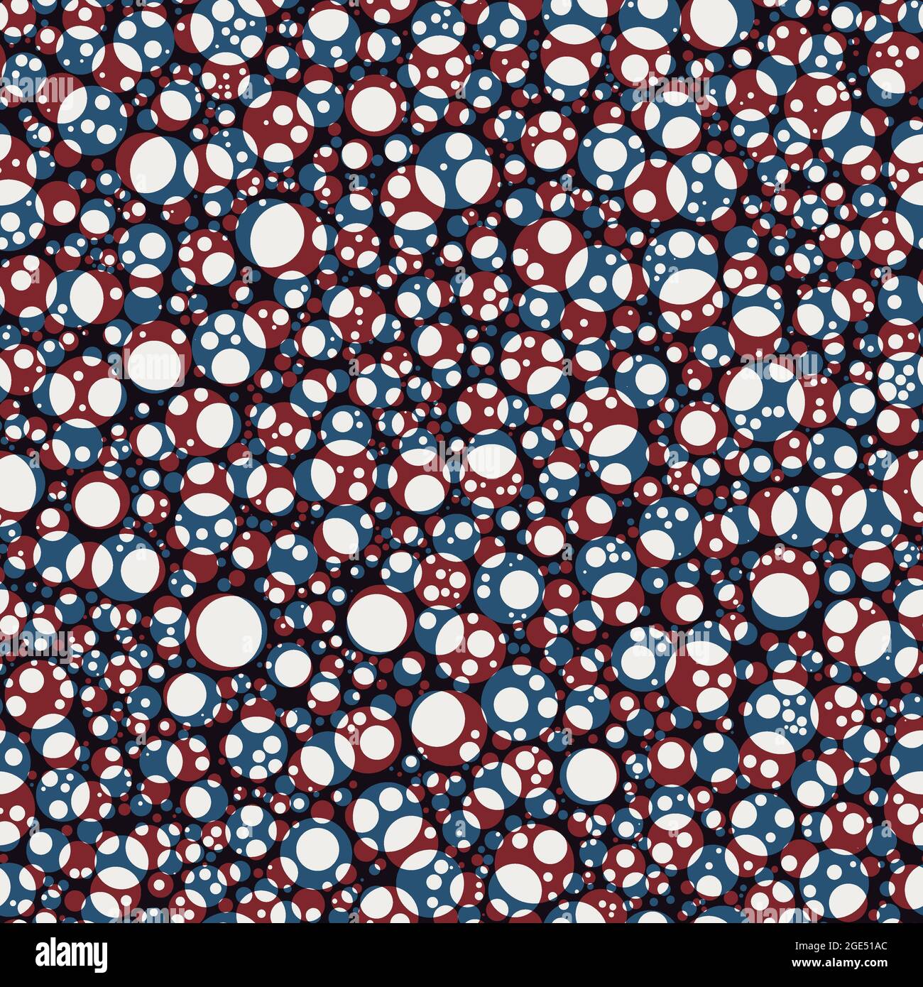 Seamless red and blue overlay circles and shapes pattern for surface ...