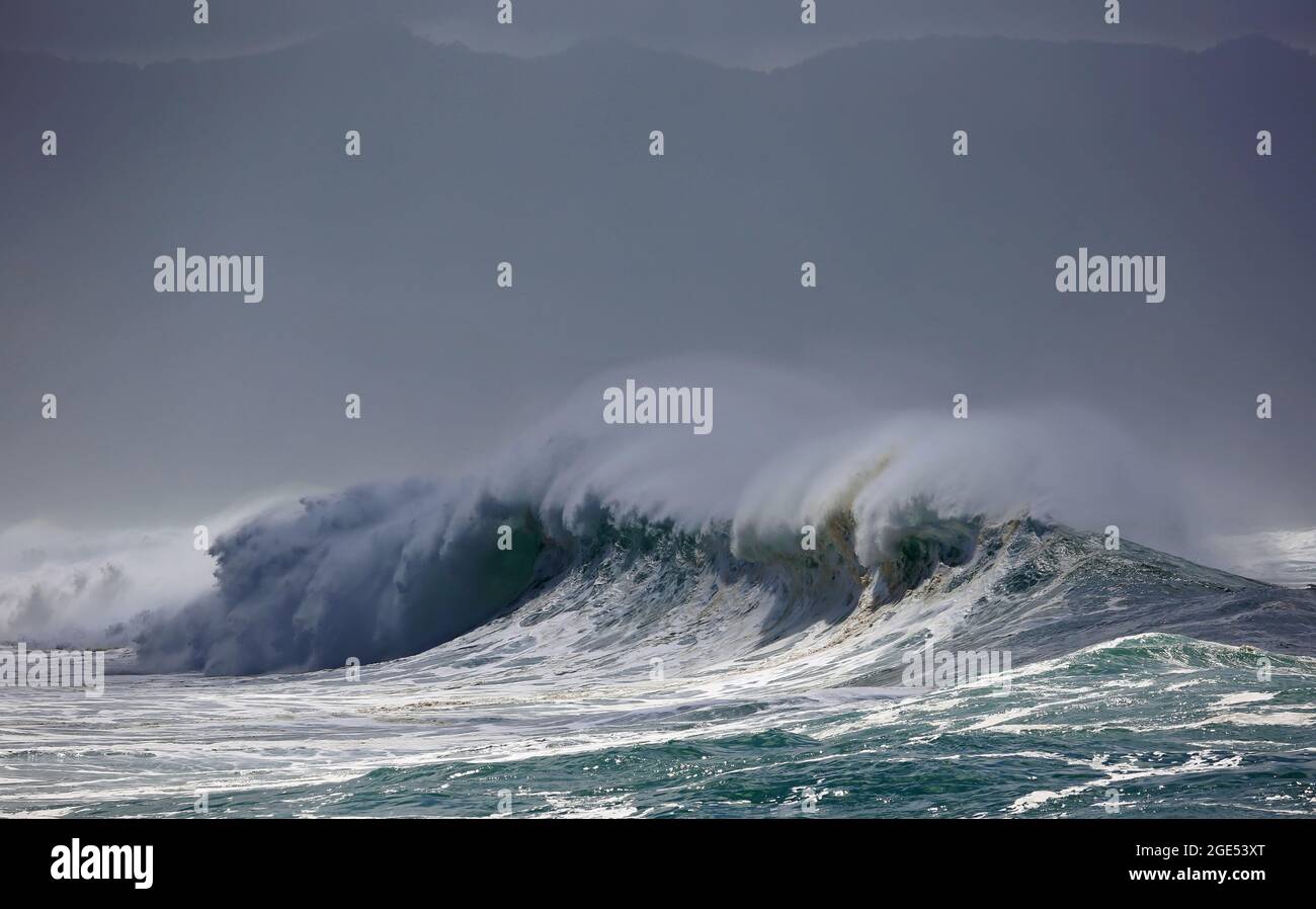 Veils of the wave, Oahu, Hawaii Stock Photo