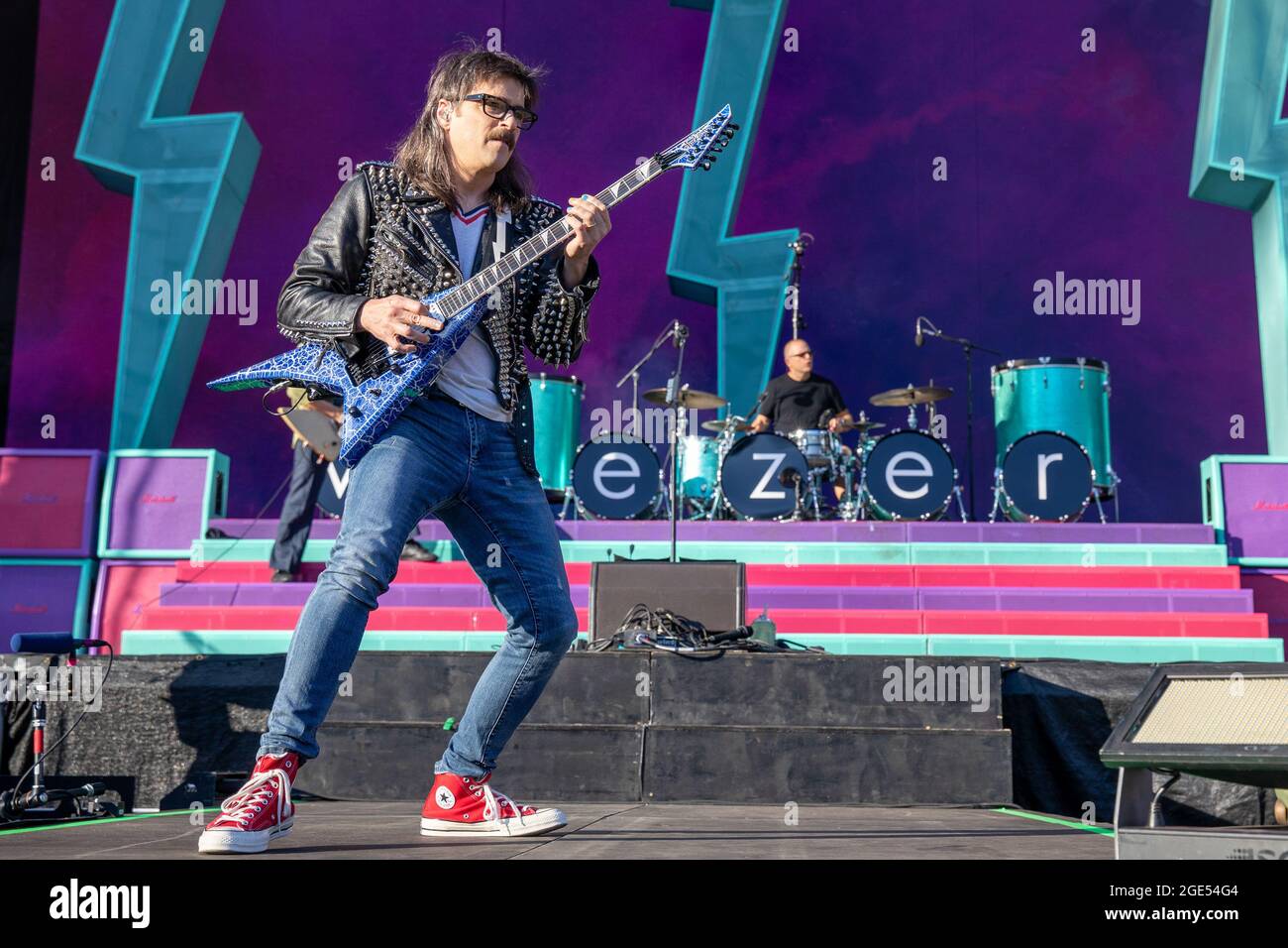Rivers Cuomo and Patrick Wilson of Weezer during the Hella Mega tour at