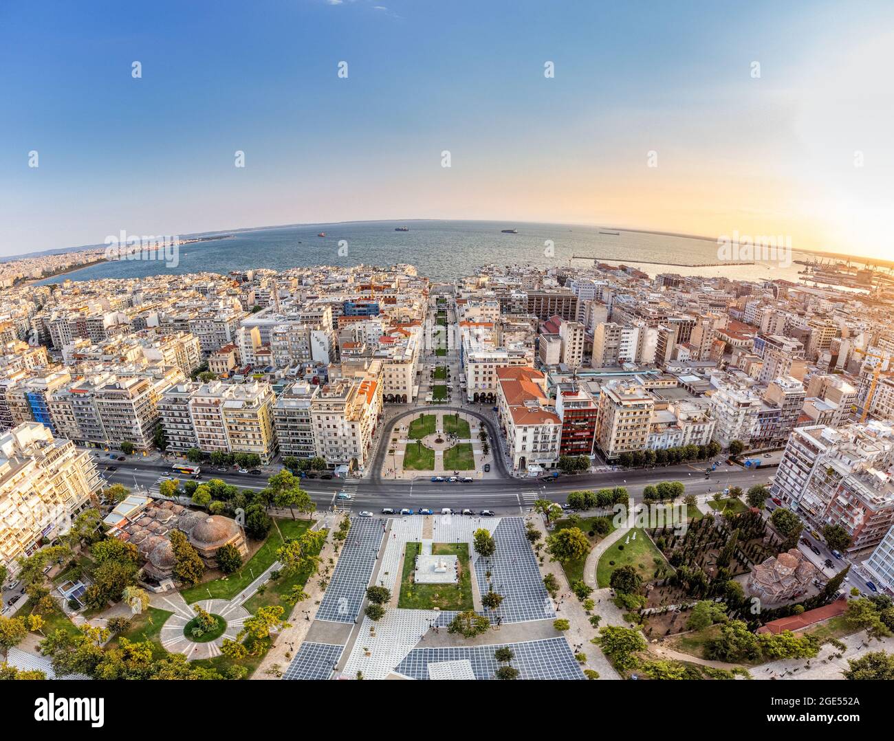 Aerial Panoramic View Of The Center Of Thessaloniki City Just Before aerial-panoramic-view-of-the-center-of-thessaloniki-city-just-before