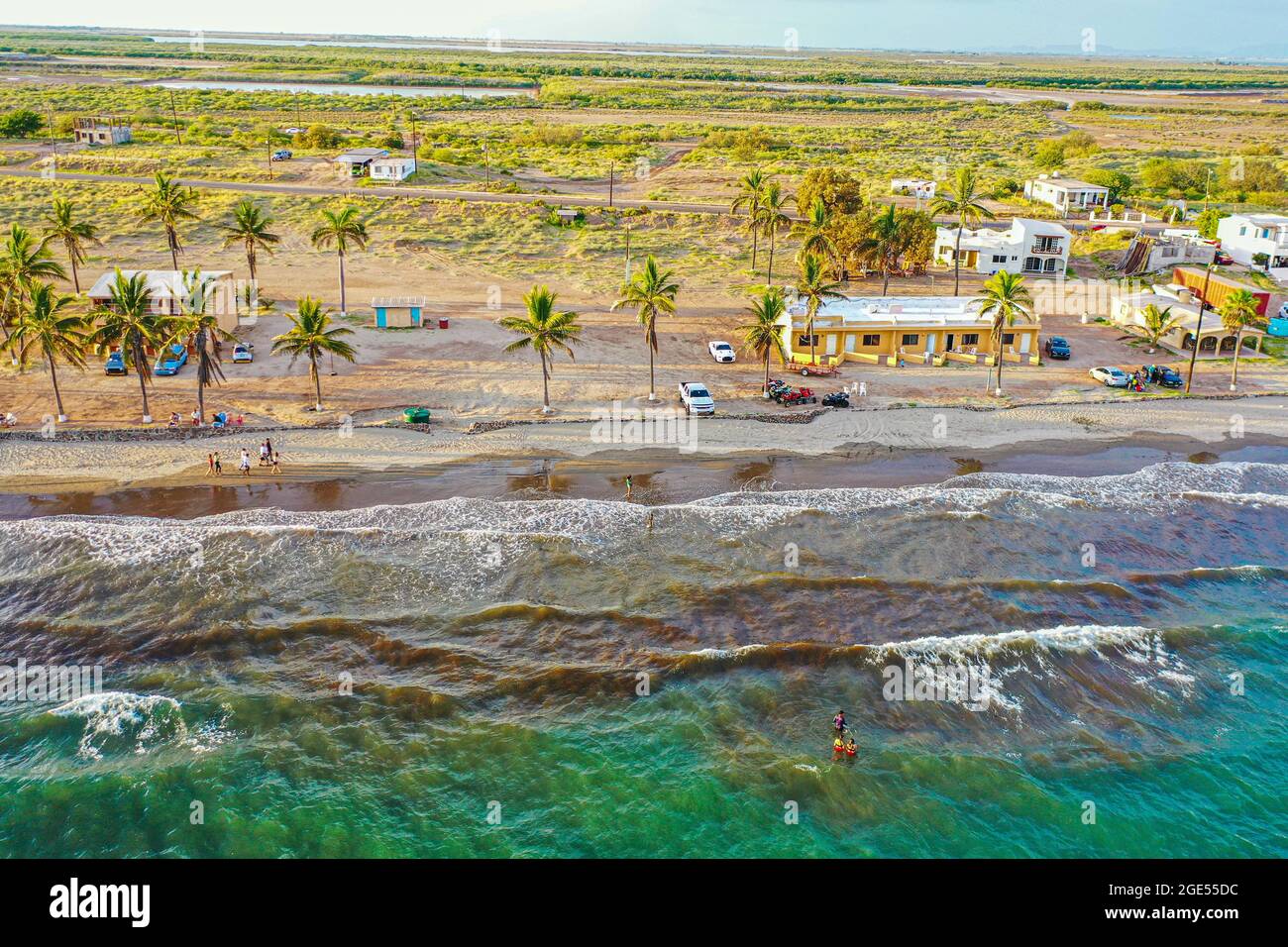 View to El Mirador Hotel area on the beach, aerial landscape of  Huatabampito at sunset in the municipality of Huatabampo Sonora Mexico.  (Photo by Luis Gutierrez  NortePhoto.com)Vista a area Hotel el