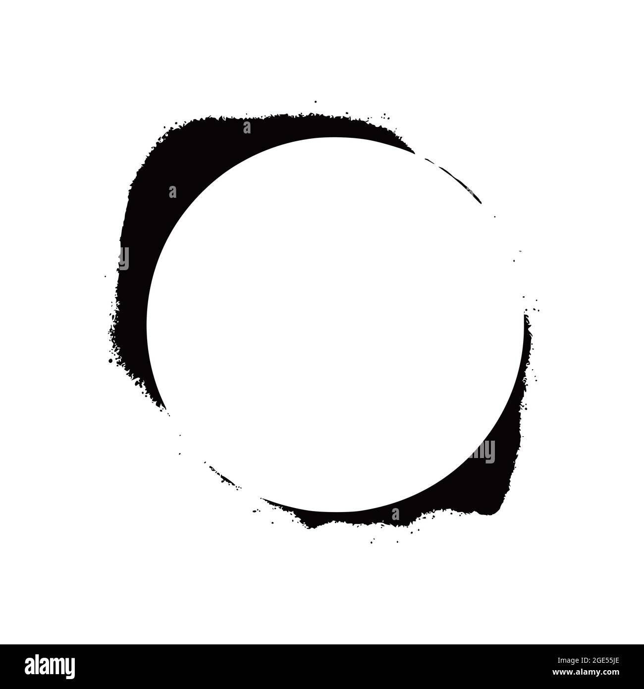 Stencil spray paint circle frame. Grunge graffiti style black frame. Isolated vector