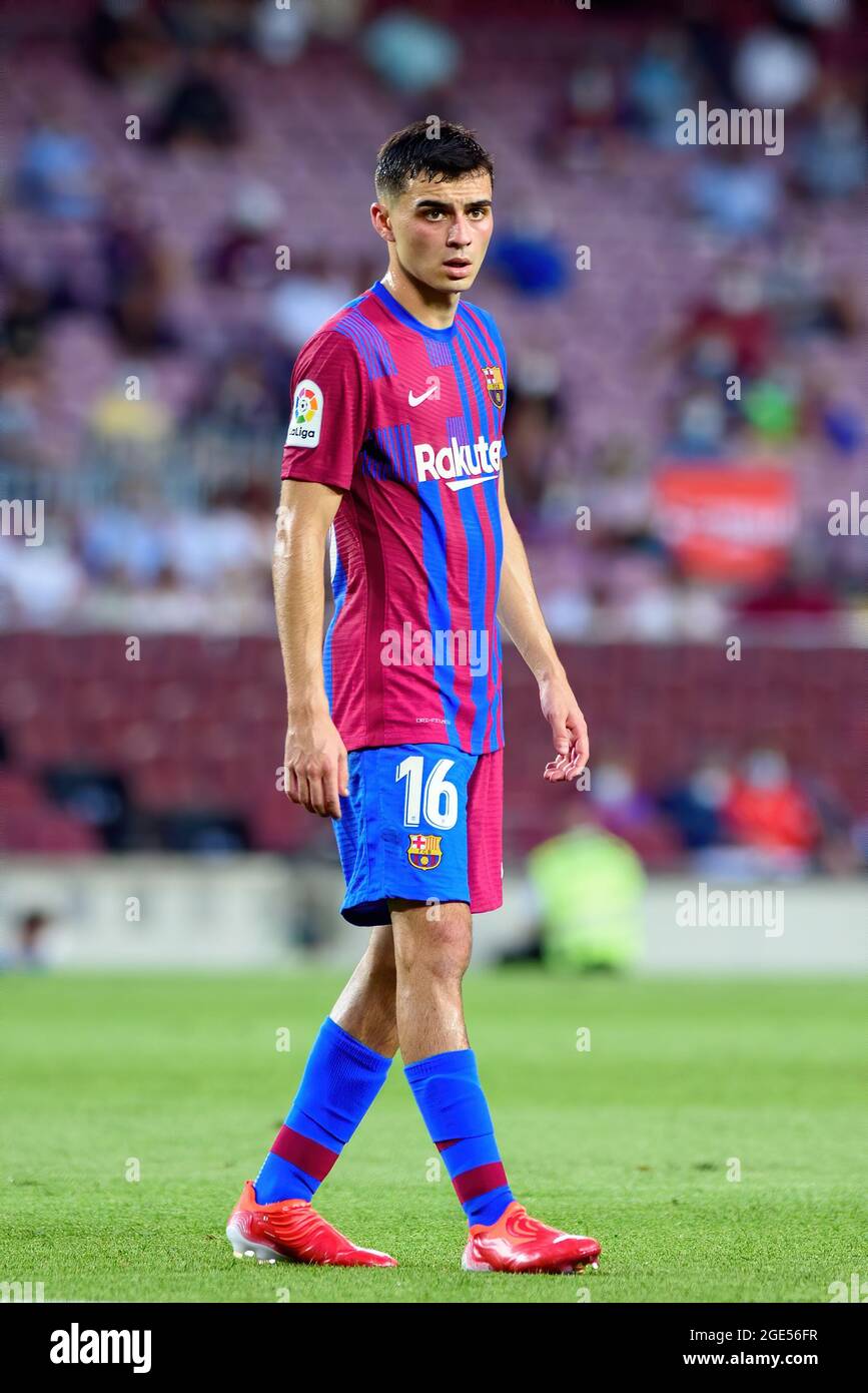 BARCELONA - AUG 15: Pedro Gonzalez, Pedri, plays at the La Liga
