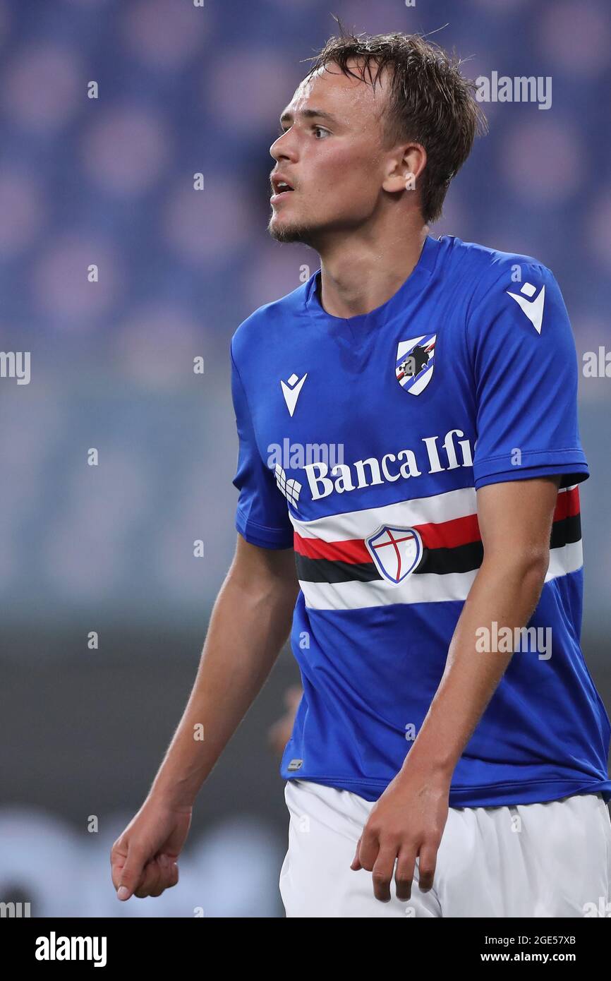 Genoa, Italy, 16th August 2021. Mikkel Damsgaard of UC Sampdoria during the  Coppa Italia match at Luigi Ferraris, Genoa. Picture credit should read:  Jonathan Moscrop / Sportimage Credit: Sportimage/Alamy Live News Credit:
