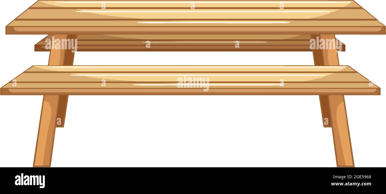 Wooden picnic table on white background illustration Stock Vector Image ...