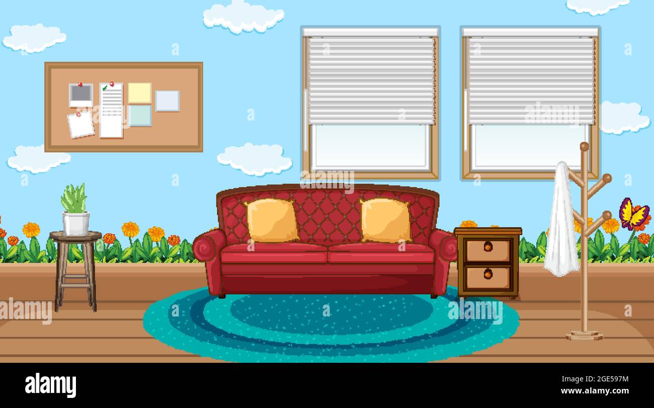Living room interior design with furniture illustration Stock Vector ...