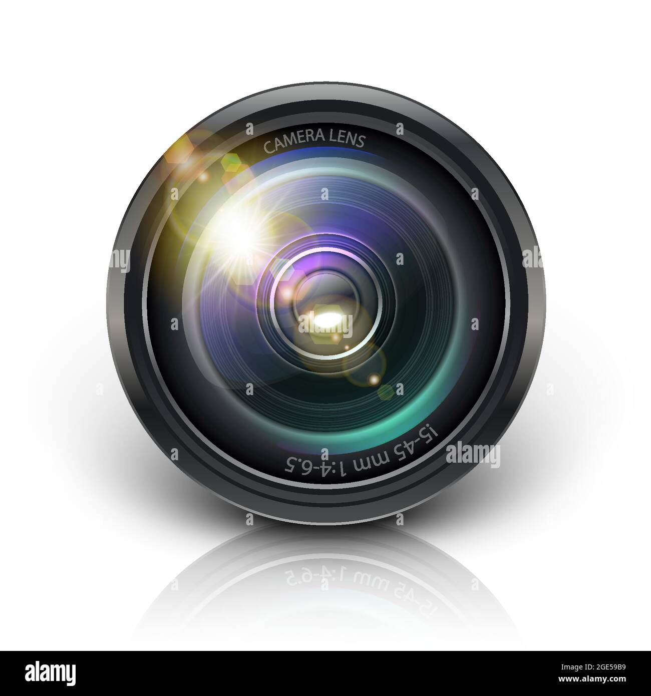 3d realistic vector camera lens icon. Isolated on white background ...
