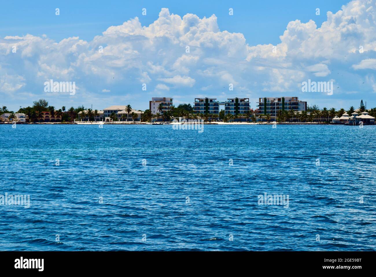 View of Ambergris Caye, Belize from the ferry Stock Photo Alamy